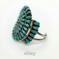 Stunning Large Zuni Petit Point Turquoise Cuff Bracelet Artisan Made Signed MS