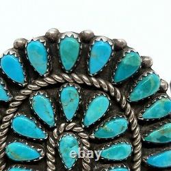 Stunning Large Zuni Petit Point Turquoise Cuff Bracelet Artisan Made Signed MS
