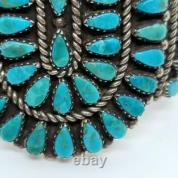 Stunning Large Zuni Petit Point Turquoise Cuff Bracelet Artisan Made Signed MS