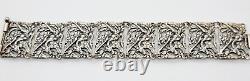 Stunning Mid Century Hand Made Sterling Silver Dragon Panel Bracelet 7 1/2