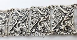 Stunning Mid Century Hand Made Sterling Silver Dragon Panel Bracelet 7 1/2