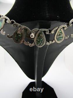 Stunning Sterling Silver Hand Made Abalone Choker Necklace 14''. CH238