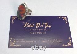 Stunning Synthetic Aurora Opal Artisan Made Sterling Silver Ring Sz6.25. A3g