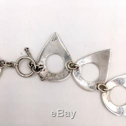 Stunning Vintage Sterling Silver Artisan Made Modernist Teardrop Necklace