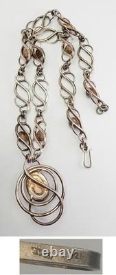 Stunning heavy hand made knot design sterling silver tiger eye necklace Israel