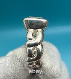 Sturdy Well Made Sterling Silver Ring with Faceted Green Amethyst or Quartz