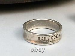 Stylish Genuine Gucci Sterling Silver Unisex Ring, Made In Italy, Size L