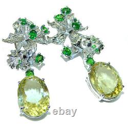 Summer Breeze Italy made Lemon Quartz. 925 Sterling Silver handmade Earrings