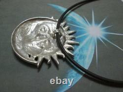 Sun and Moon with Kiss pendant made sterling silver 925-artisan product