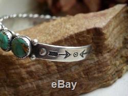 Super Nice Navajo Cuff Green Royston Stones Hand Made Sterling Silver