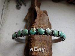 Super Nice Navajo Cuff Green Royston Stones Hand Made Sterling Silver