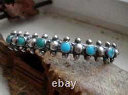 Super Nice Petit Point Snake Eye Cuff Blue/green Turquoise Hand Made Sterling