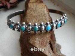 Super Nice Petit Point Snake Eye Cuff Blue/green Turquoise Hand Made Sterling