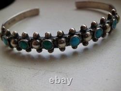 Super Nice Petit Point Snake Eye Cuff Blue/green Turquoise Hand Made Sterling