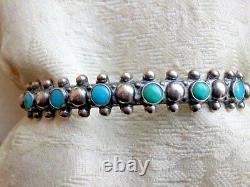 Super Nice Petit Point Snake Eye Cuff Blue/green Turquoise Hand Made Sterling