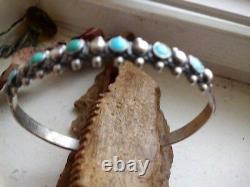 Super Nice Petit Point Snake Eye Cuff Blue/green Turquoise Hand Made Sterling