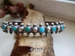 Super Nice Petit Point Snake Eye Cuff Blue/green Turquoise Hand Made Sterling