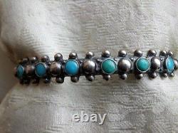 Super Nice Petit Point Snake Eye Cuff Blue/green Turquoise Hand Made Sterling