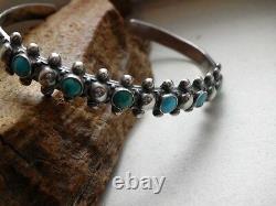 Super Nice Petit Point Snake Eye Cuff Blue/green Turquoise Hand Made Sterling