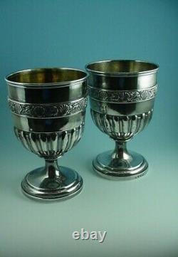 Superb Pair Sterling Silver George III Goblets 1810 London Made By John Cramer