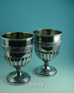 Superb Pair Sterling Silver George III Goblets 1810 London Made By John Cramer