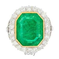 Syn Colombian Emerald & CZ Ring 925 Sterling Silver Designer Halo Style Jewelry