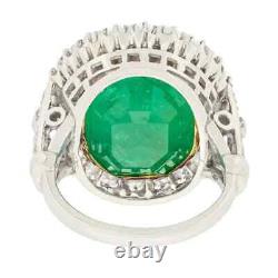 Syn Colombian Emerald & CZ Ring 925 Sterling Silver Designer Halo Style Jewelry