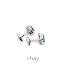 Syn Columbian Emerald Cufflinks For Men 925 Sterling Silver Exquisite High Jewel