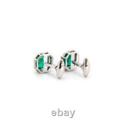 Syn Columbian Emerald Cufflinks For Men 925 Sterling Silver Exquisite High Jewel