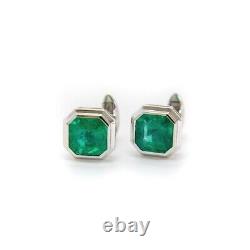 Syn Columbian Emerald Cufflinks For Men 925 Sterling Silver Exquisite High Jewel