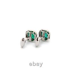 Syn Columbian Emerald Cufflinks For Men 925 Sterling Silver Exquisite High Jewel