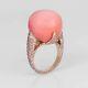 Syn Coral Cocktail Ring 925 Sterling Silver Pink Round Right Hand Glorious Jewel