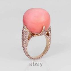 Syn Coral Cocktail Ring 925 Sterling Silver Pink Round Right Hand Glorious Jewel