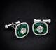 Syn Emerald Cufflinks For Men 925 Sterling Silver Handcrafted Exquisite Jewelry