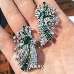 Syn Zambian Emerald Stud Earrings 925 Sterling Silver Evening Party Wear Jewelry