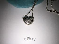 TIFFANY & CO Sterling Silver HEART & ARROW Necklace Made In Italy Valentines Day