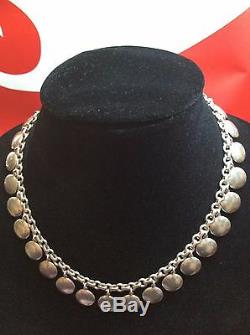 TIFFANY&Co. 925made in Italy Necklace with29Lentil like Flat Beads, 17Long, 124.8 gr