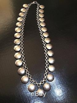 TIFFANY&Co. 925made in Italy Necklace with29Lentil like Flat Beads, 17Long, 124.8 gr