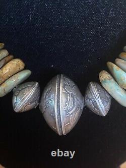Taos Pueblo Hand-Made Royston Turquoise Beads U. S. Coin Necklace
