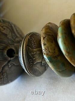 Taos Pueblo Hand-Made Royston Turquoise Beads U. S. Coin Necklace