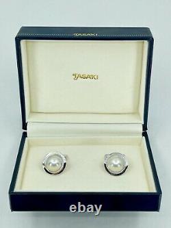 Tasaki Designer Sterling Silver Made Pearl Modern Cufflinks Vintage Box