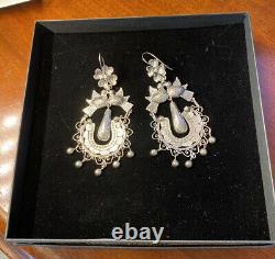 Taxco Filigree Earrings, Sterling Silver, Made in Mexico, Frida Kahlo Style