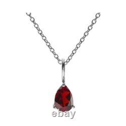 Teardrop Garnet Necklace Solid Sterling Silver 925 Hallmarked British Made