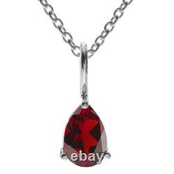 Teardrop Garnet Necklace Solid Sterling Silver 925 Hallmarked British Made