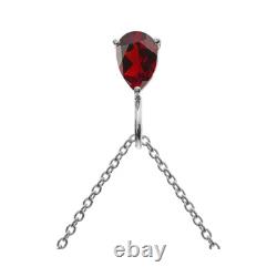 Teardrop Garnet Necklace Solid Sterling Silver 925 Hallmarked British Made