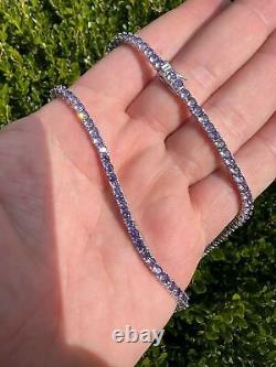 Tennis Chain 3mm Real 925 Sterling Silver Purple Simulated Amethyst CZ Necklace
