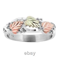 Three Leaf Sterling Silver Black Hills Gold Ring / Custom Made in USA Gift Box