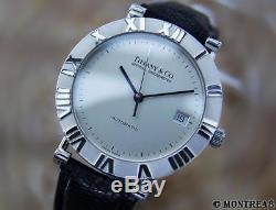 Tiffany & Co Atlas Large 925 Sterling Silver Swiss Made Auto Men's Watch AU180