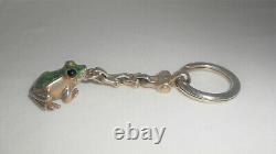 Tiffany & Co Sterling Silver & Enamel Frog Key Chain Key Ring 1990's Made Italy