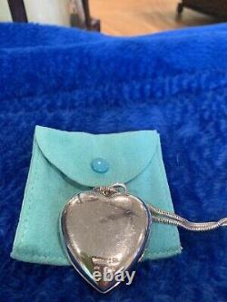 Tiffany & Co Sterling Silver Heart Locket Made In Italy with Necklace